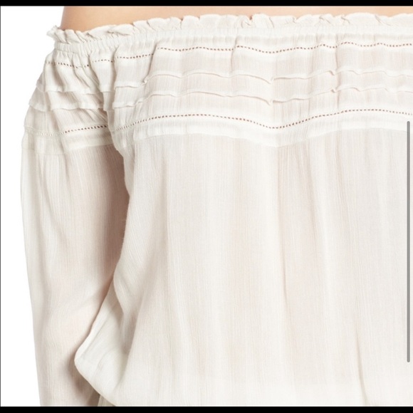 Ivory Drawstring Drop Waist Off-The-Shoulder Dress - Picture 6 of 8